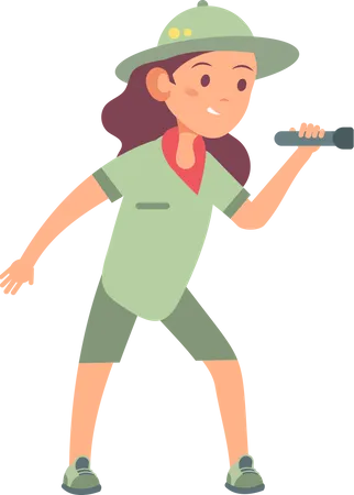 Little scout holding torch Illustration