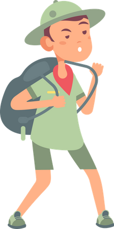 Little scouts with backpack  Illustration