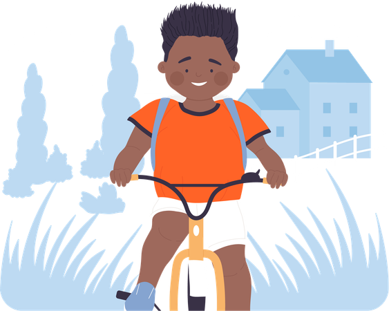 Little student On Bicycle  Illustration
