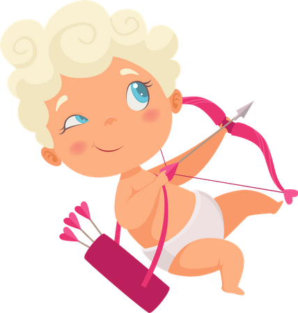 Little valentine cupid aiming arrow  Illustration