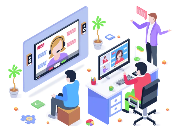 Online Customer Support Isometric Illustration Of Live Chat イラスト
