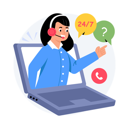 Live Chat Support  Illustration