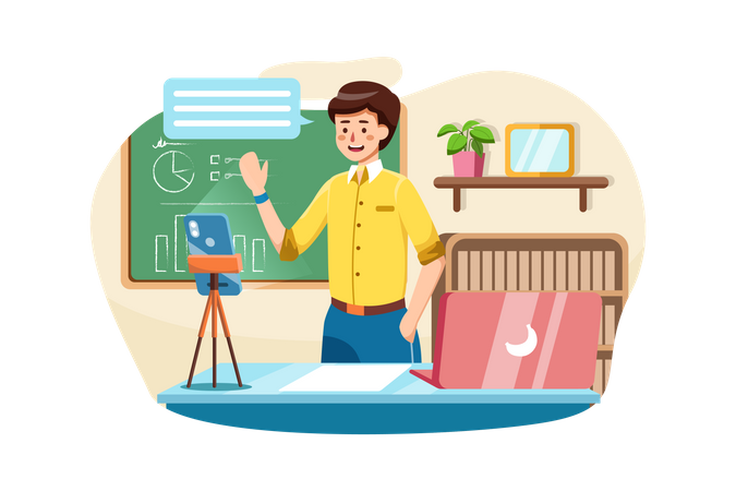 Live Educational coach conducting online classes  Illustration