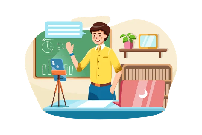 Live Educational coach conducting online classes  Illustration