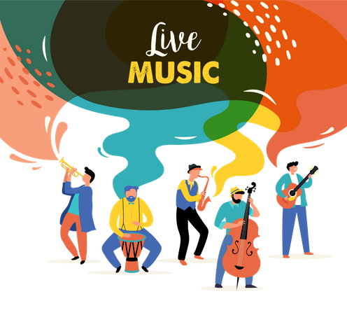 Live music festival, jazz and rock Illustration