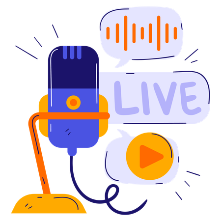 Live on air Podcast  イラスト