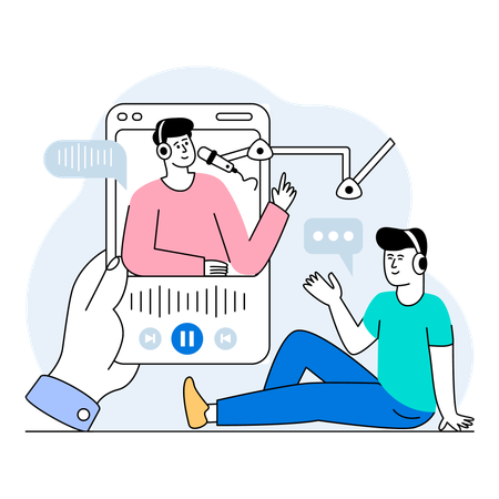 Live podcast video featuring audience questions and answers  Illustration