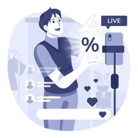 Live promotion on social media  Illustration