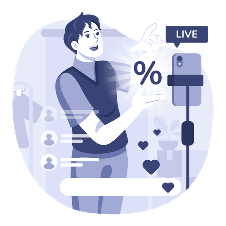 Live promotion on social media  Illustration