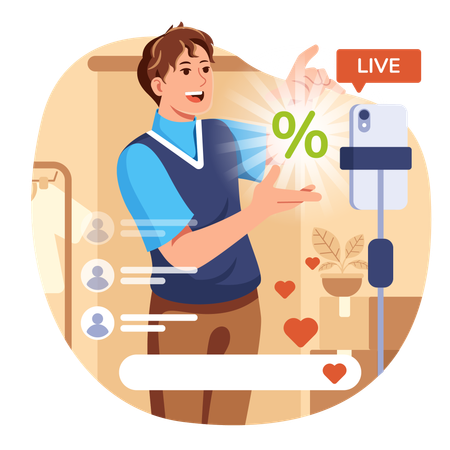 Live promotion on social media  Illustration
