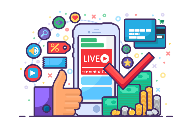 Live stream about finance concept  イラスト