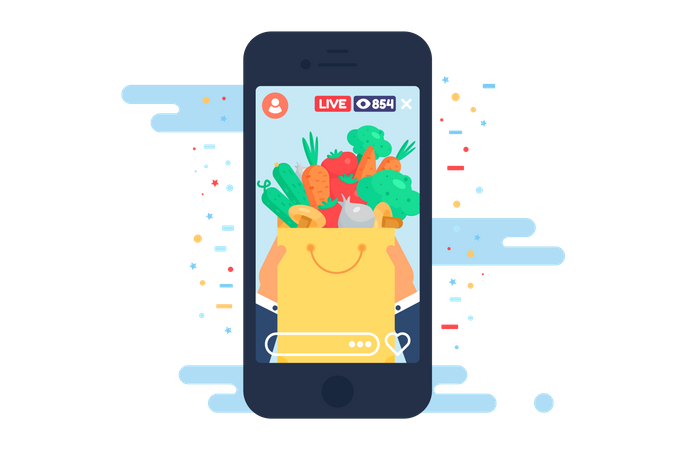 Live stream about healthy food  Illustration