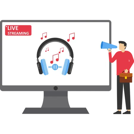 Concept Live Streaming Vlog Broadcast People Watch Live Streams On Social Networks And Share Videos Online Streaming Video Podcasts Business Work Process Vector Illustration Illustration