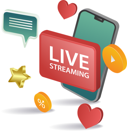 Live streaming media with smartphone technology  Illustration