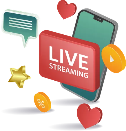 Live streaming media with smartphone technology  Illustration