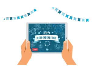 Online Celebration Of Independence Day Illustration Pack