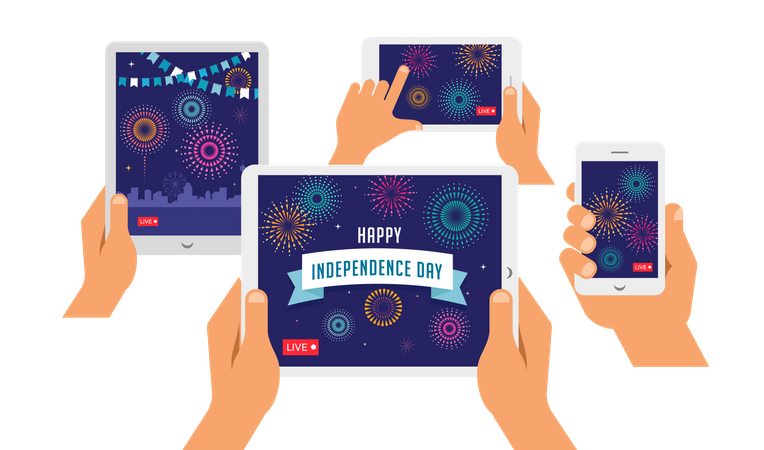 Live streaming of Independence day celebration  Illustration