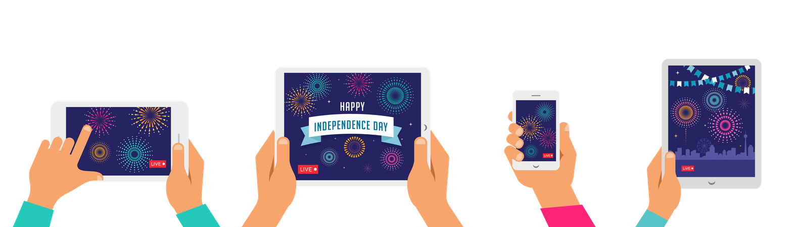 Live streaming of Independence day celebration  Illustration