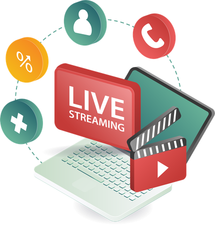 Live streaming on social media computer technology  Illustration