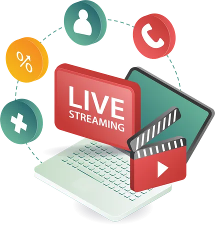 Live streaming on social media computer technology  Illustration