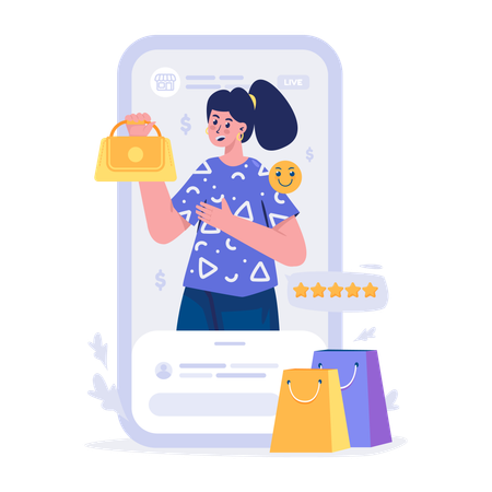 Live streaming product reviews  Illustration