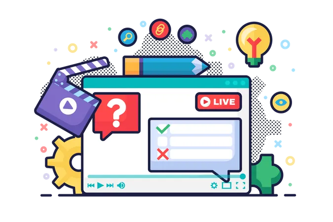 Live Stream Discussion Concept Semi Flat Illustration Digital Communication Idea Podcast Voting And Polls In Chat Online Broadcast Design On Dark Background Vector Isolated Color Drawing Illustration
