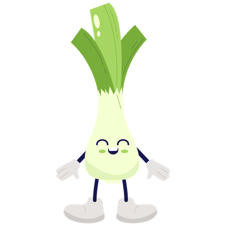 元気なネギ  イラスト