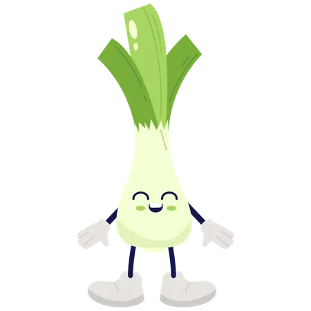 元気なネギ  イラスト