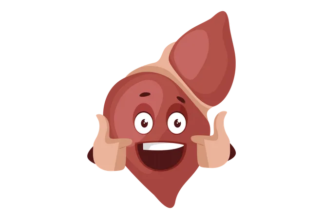 Liver is smiling and showing thumbs up Illustration