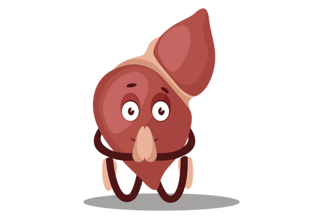 Liver with Namaste greeting hand  Illustration