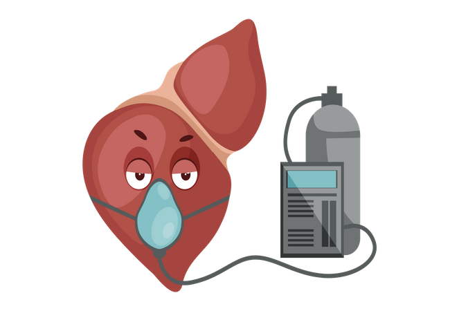 Liver with oxygen cylinder  Illustration