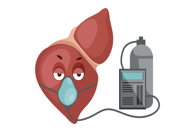 Liver with oxygen cylinder  Illustration