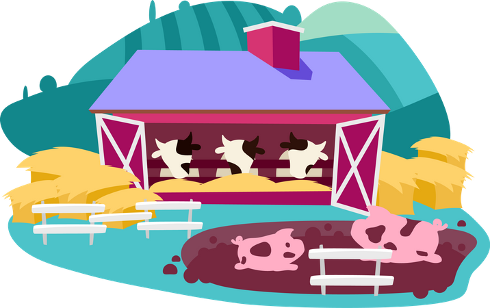 Livestock and cattle farming  Illustration