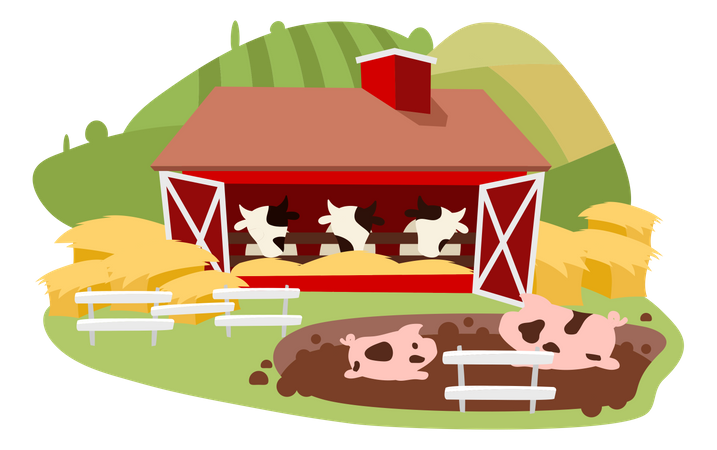 Livestock and cattle farming  Illustration