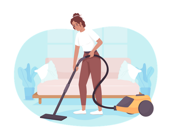 Living room cleaning routine  イラスト