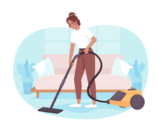 Living room cleaning routine  Illustration