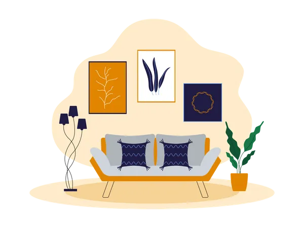 Living room couch Illustration