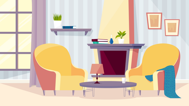 Living room interior  일러스트레이션
