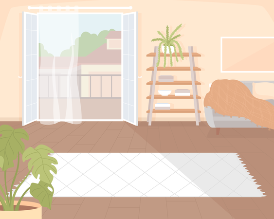 Living room with balcony  Illustration