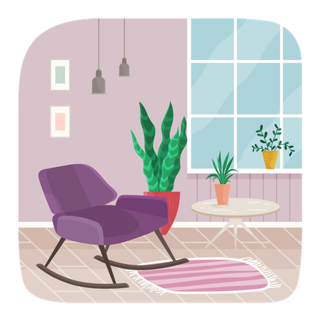 Living room with furniture Illustration