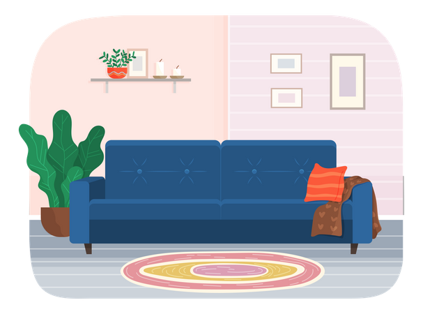 Living room with furniture  Illustration