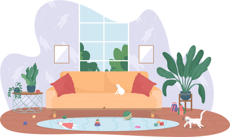 Living room with kids toys Illustration