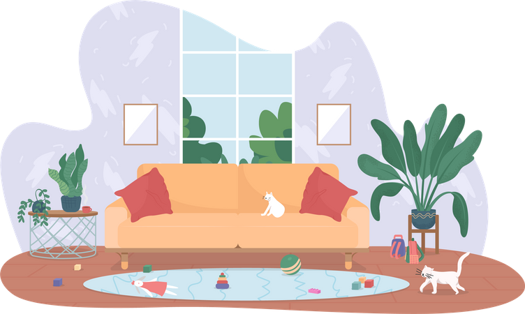 Living room with kids toys  Illustration