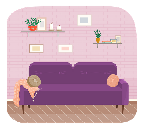 Living room with sofa Illustration