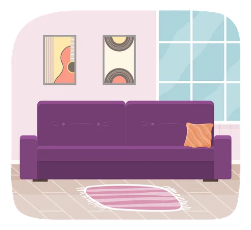 Living Room Furniture Design Modern Home Interior Elements Contemporary Furniture For Living Room Or Home Office Sofa With Pillows Modern Sofa Place To Relax Illustration