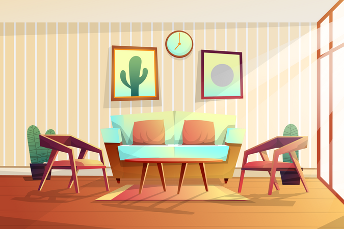 Living room with sofa and chair  Illustration