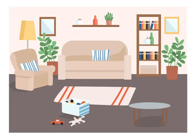 Living room with toys Illustration