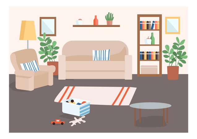 Living room with toys  Illustration