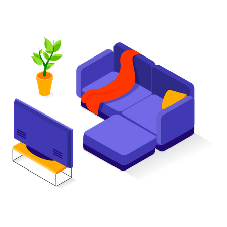 Living room with TV Illustration