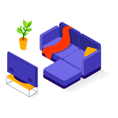 Living room with TV  Illustration